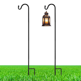 Yetene 24-inch shepherd hooks pair for outdoor hanging decor and bird feeders.