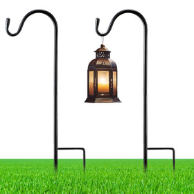 Yetene shepherds hook with 15-inch ground base supports lightweight garden decor.