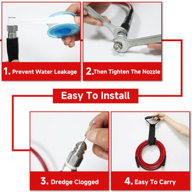 Rotating nozzle in action provides thorough pipe clearance.