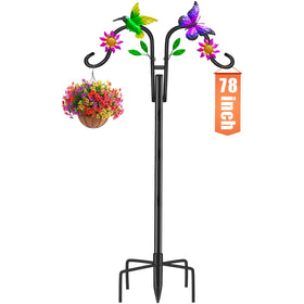 yeuago double shepherds hook with hummingbird design, ideal for bird feeders