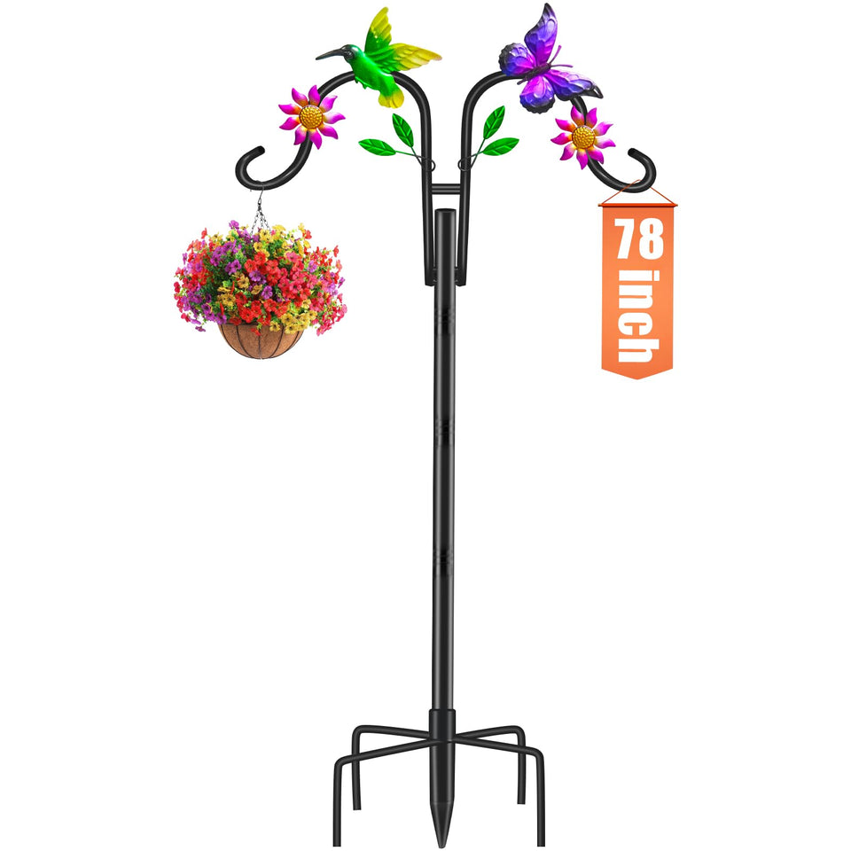 yeuago double shepherds hook with hummingbird design, ideal for bird feeders