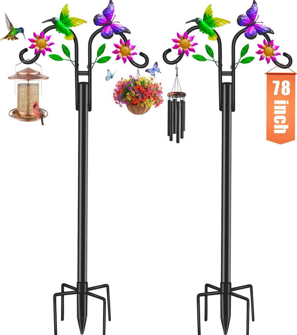 yeuago double shepherds hook with outdoor hummingbird design for bird feeders