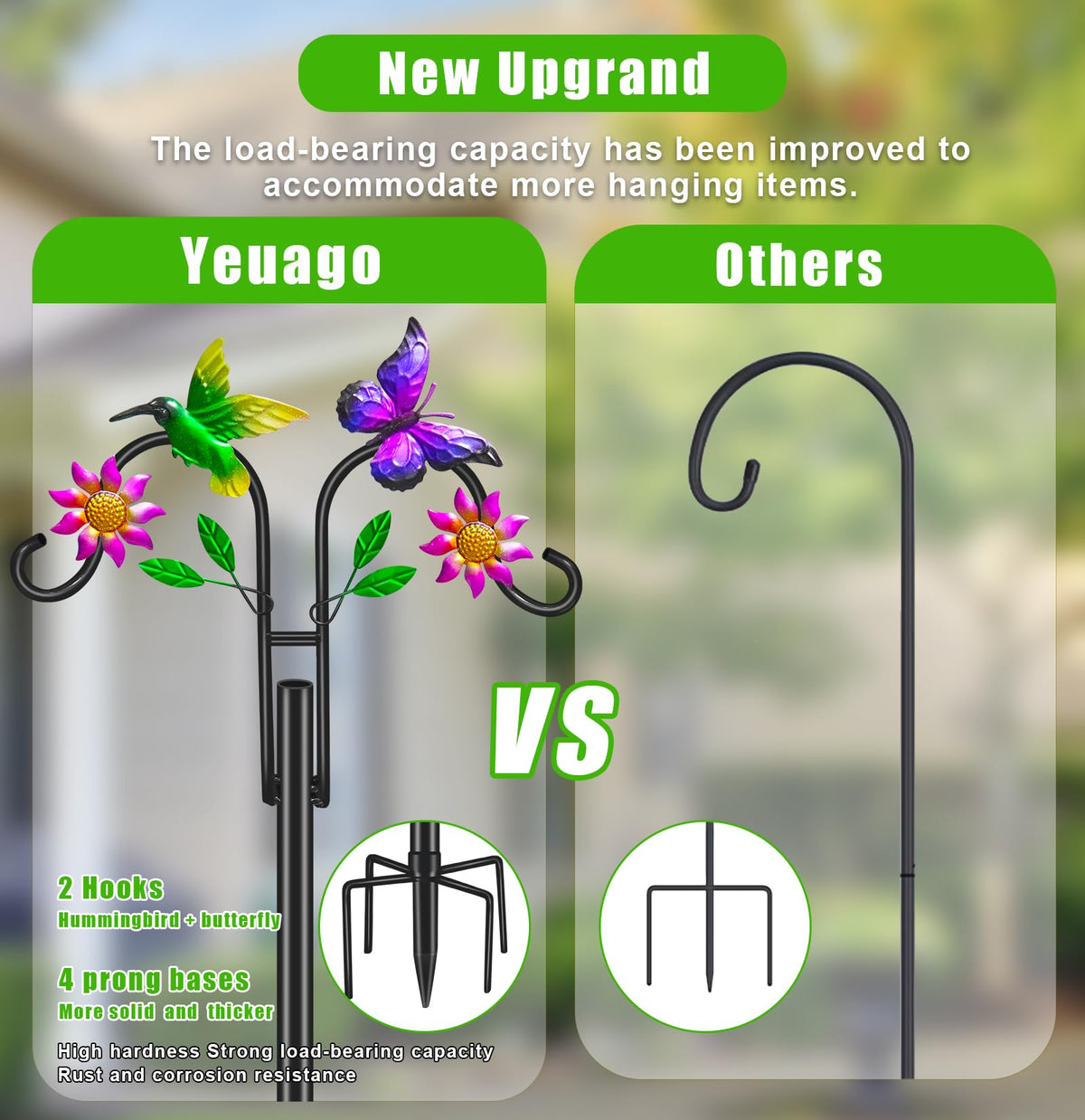 yeuago two-arm shepherd hook ideal for hanging bird feeders and baskets