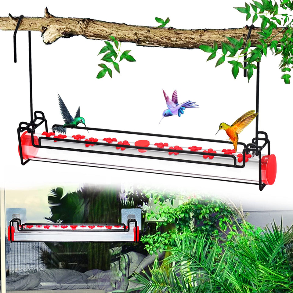 Yewacne hummingbird feeder with two mounting options for versatile placement.