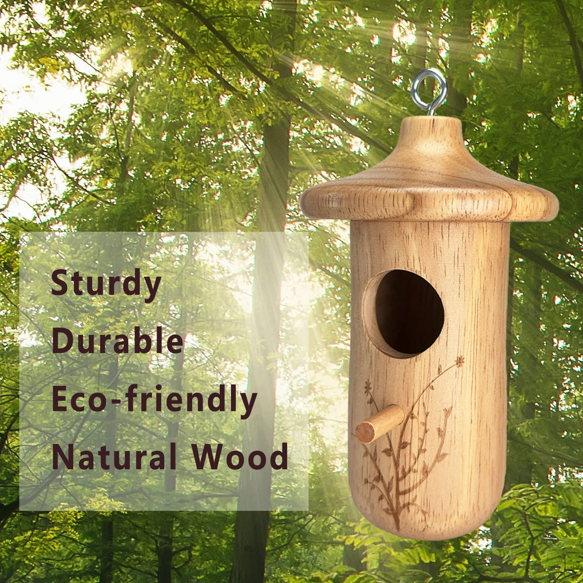 Yewacne hummingbird house highlights a 1.1 inch entry hole for visitors.