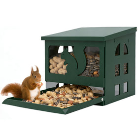 Yewacne Squirrel Feeder on outdoor metal construction showing durable, weather-ready design.