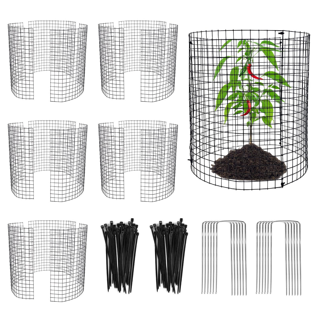 YEXEXINM 12-inch cylindrical plant protector guards seedlings from small animals.