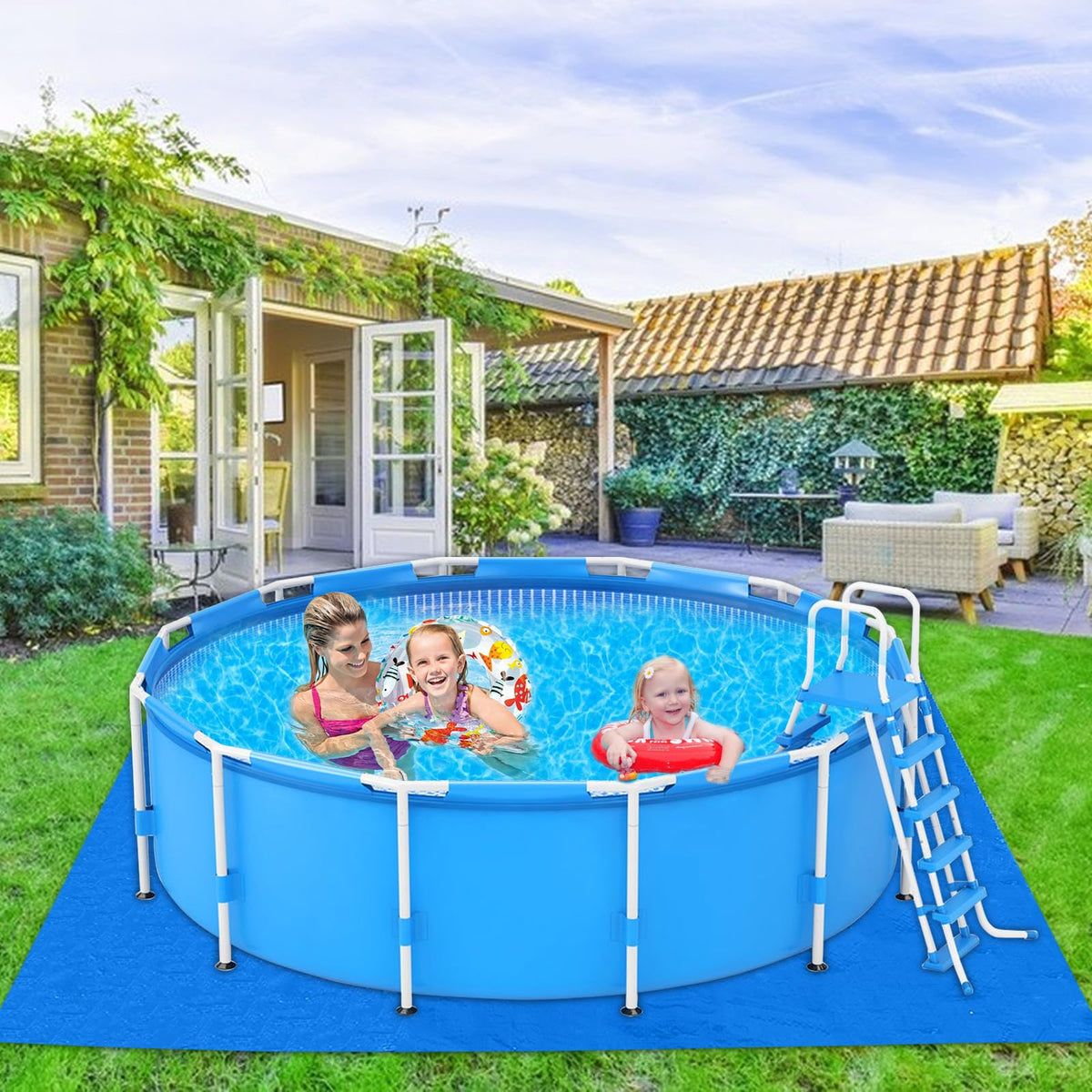 YEXEXINM versatile under-pool cloth for camping and outdoor setups