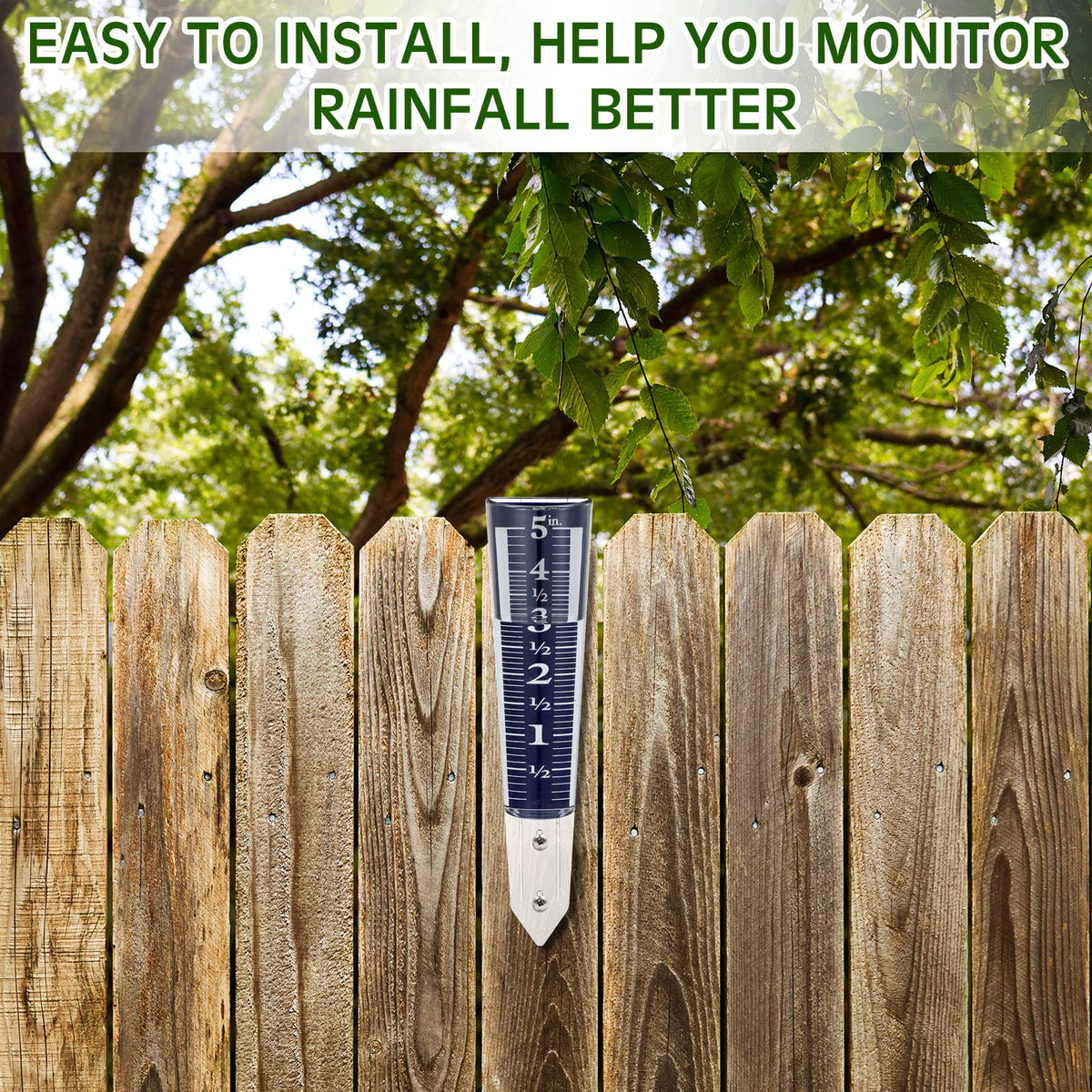 Yexiya rain gauge mounted on fence for outdoor use