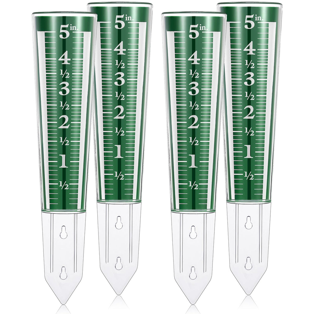 Yexiya rain gauge four-pack with magnified scale for garden readings