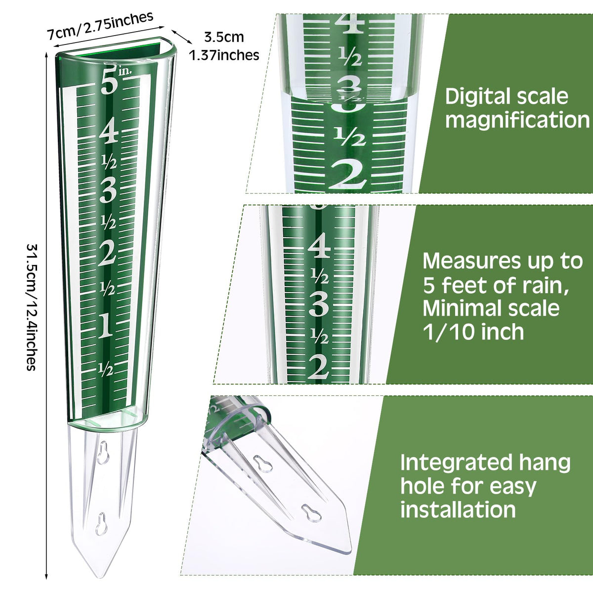 Yexiya magnified-scale rain gauge ideal for precise measurements