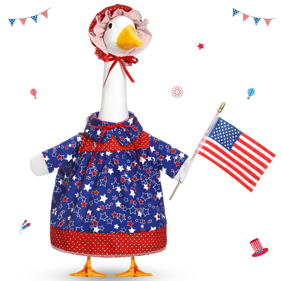 Yeyeplum 17inch goose outfit skirt with flag elevates patriotic yard display