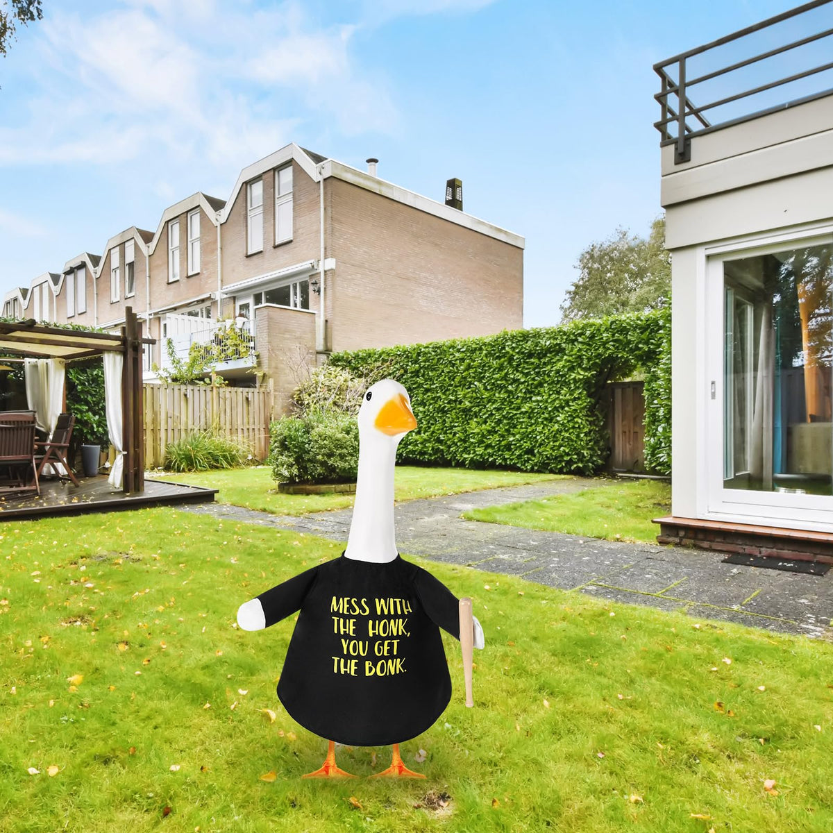 Yeyeplum adjustable-fit for 23-inch lawn geese, easy dressing.