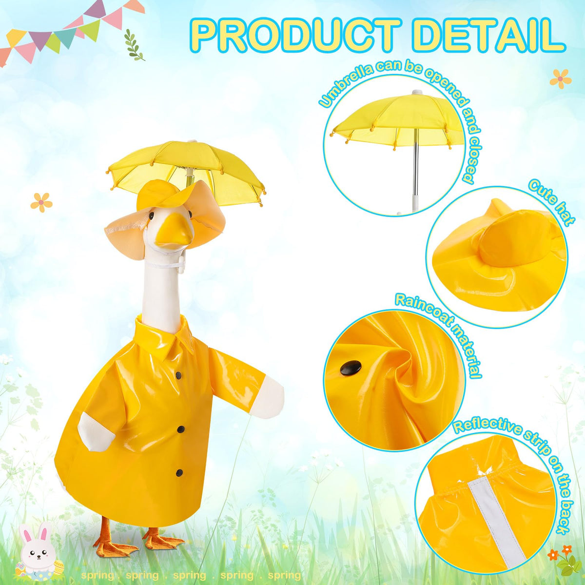 Yeyeplum front yard goose statue wearing raincoat for seasonal charm