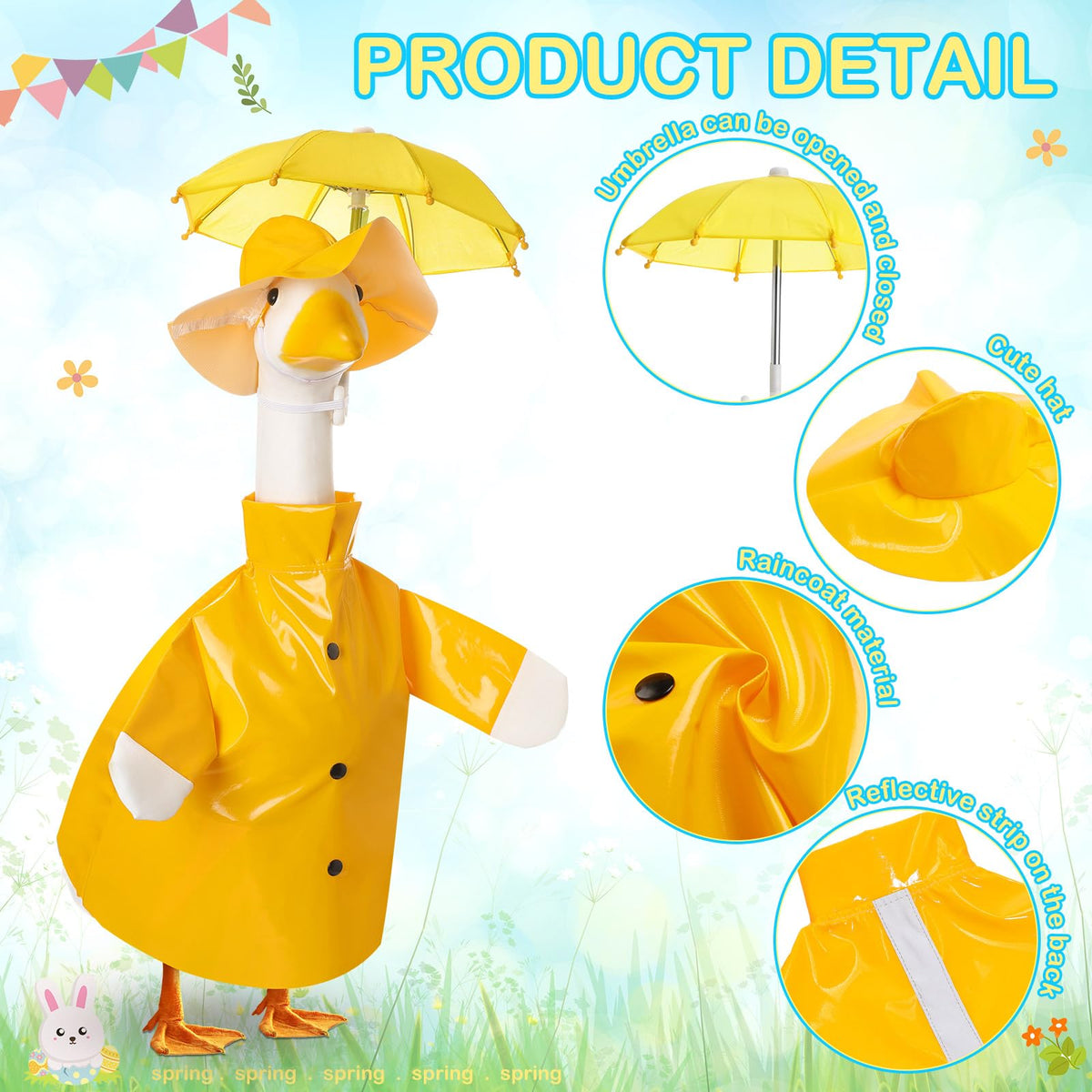 Yeyeplum goose with red umbrella enhances spring patio decor