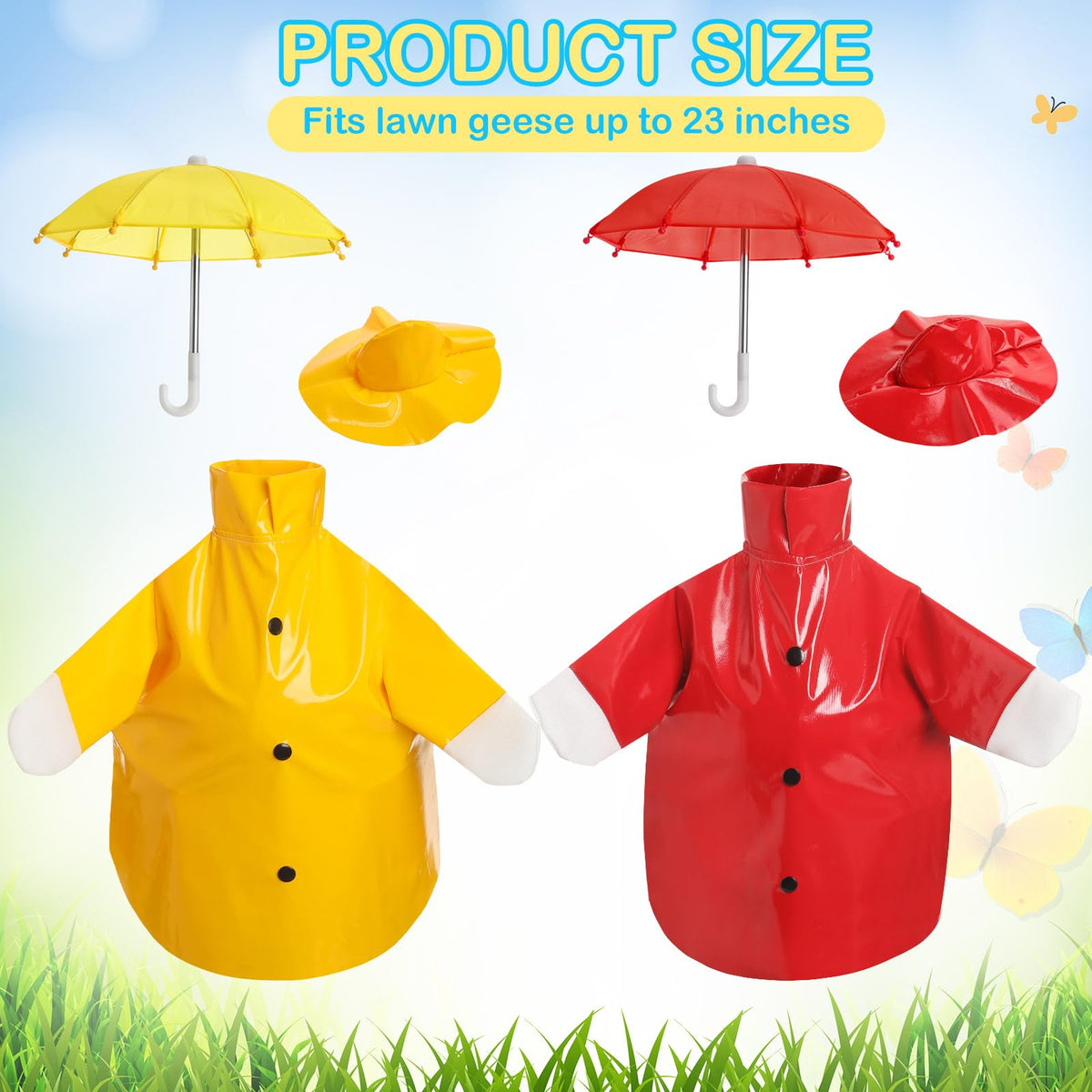 Yeyeplum goose yellow raincoat brightens yard display