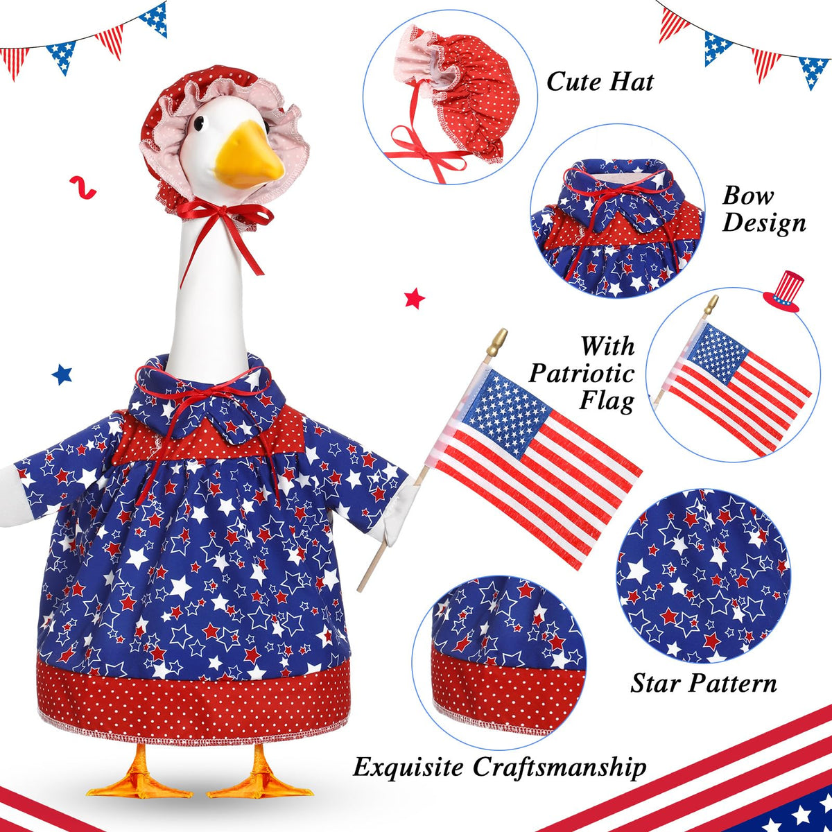 Yeyeplum patriotic goose decor blue star base adds festive charm