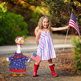 Yeyeplum patriotic yard display goose outfit versatile for parties and porch setups