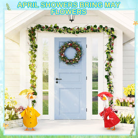 Yeyeplum red raincoat detail shows durable material for outdoor displays