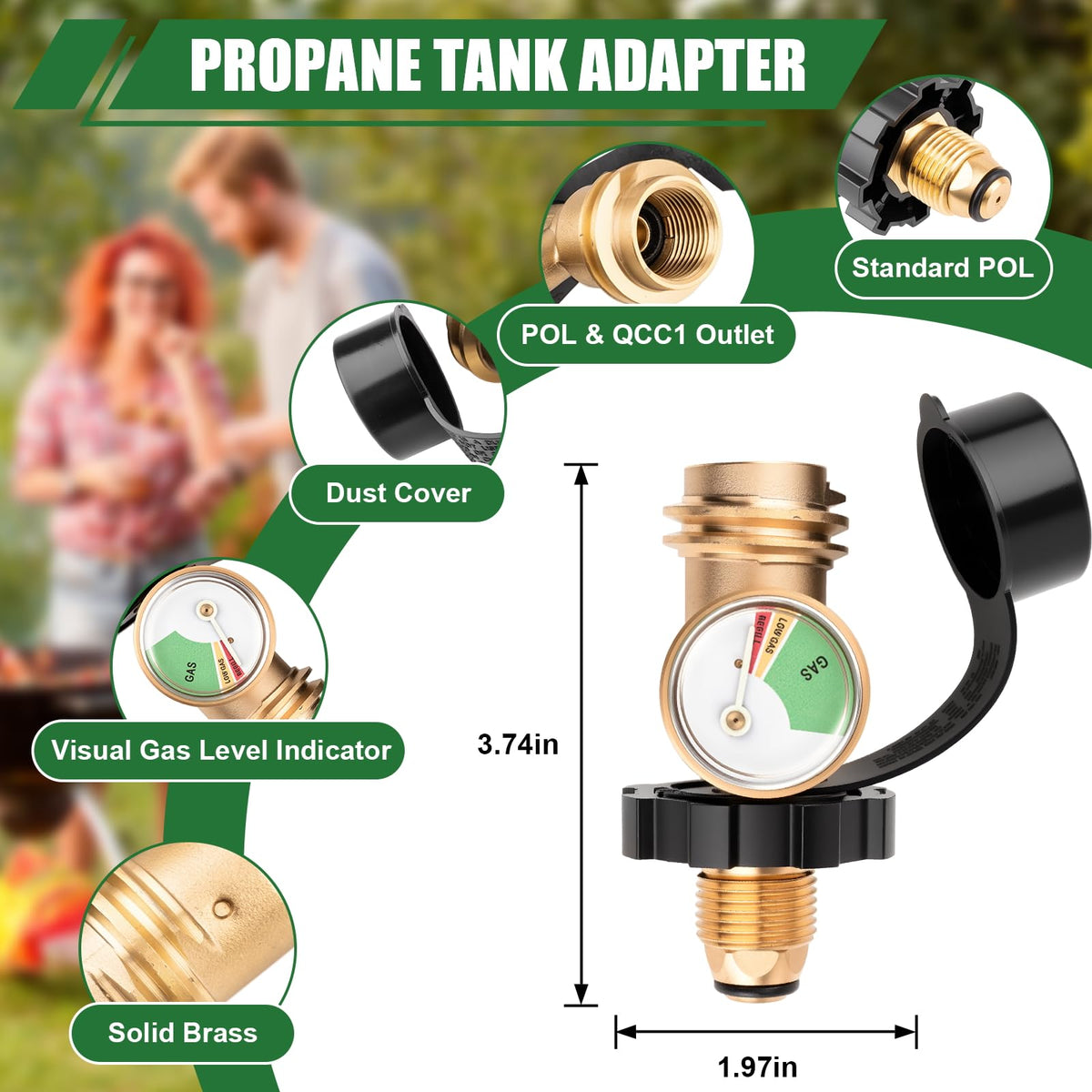 YEYETUO brass propane connector provides durable, corrosion-resistant performance.