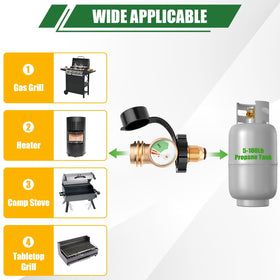 YEYETUO compatibility range supports 5 to 100 lb tanks.