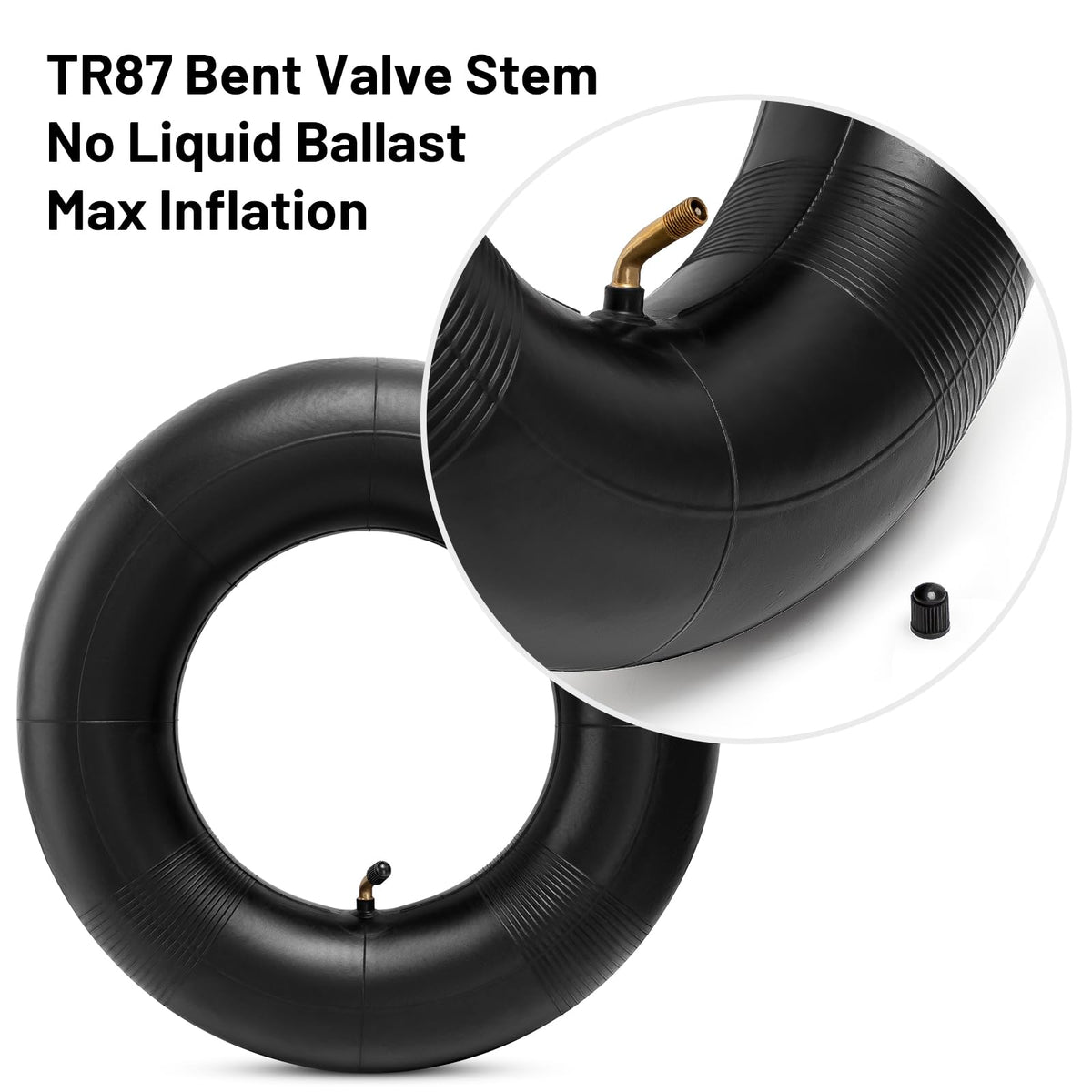 TR87 angled valve close-up on YeYouC inner tube highlighting secure sealing.