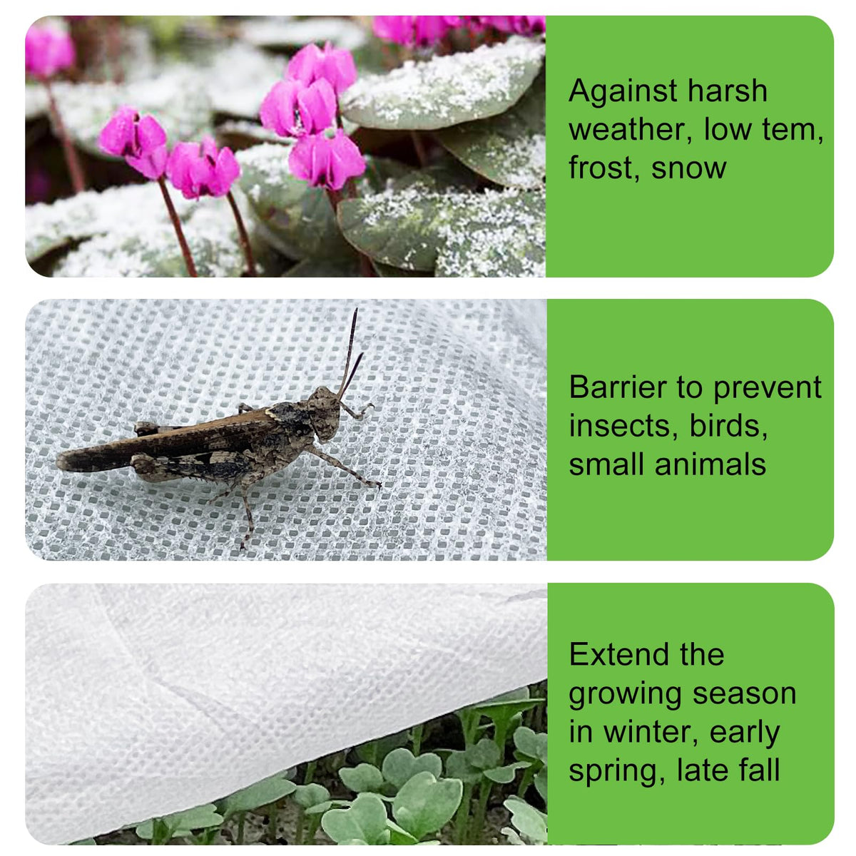 YFFSIDMY frost cloth features breathable material to shield crops in cold weather