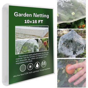 YFFSIDMY garden netting 10x16 assembly shows ultra-fine barrier protecting crops