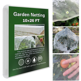 YFFSIDMY garden netting over a raised bed protecting plants while letting sunlight.