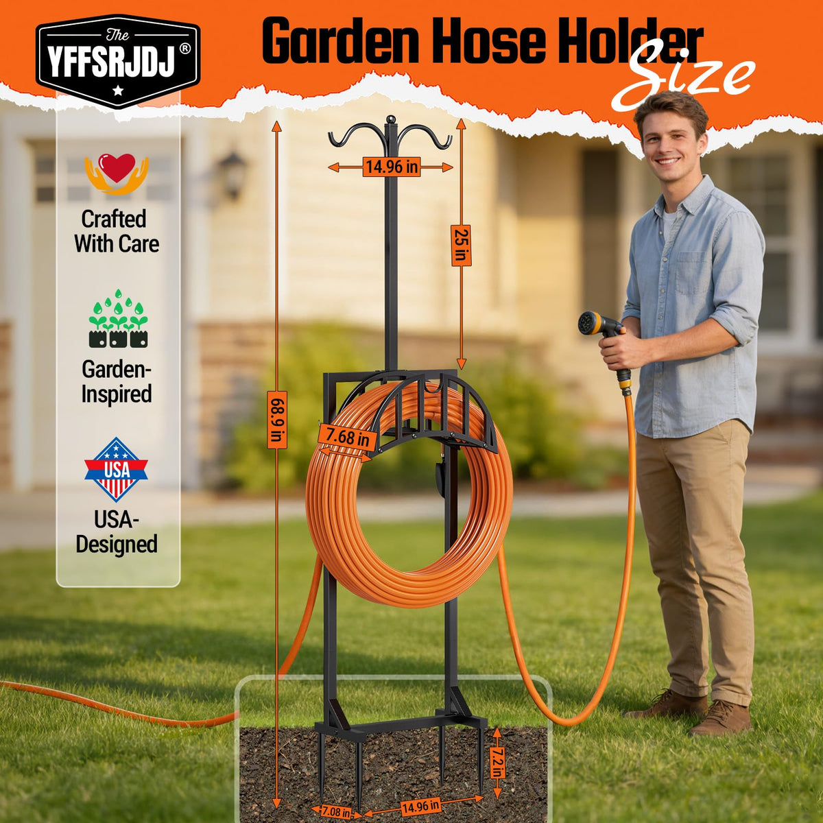 YFFSRJDJ heavy-duty metal hose hanger resists bending in all weather