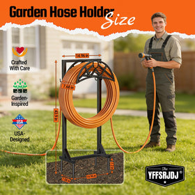 YFFSRJDJ 150 ft capacity keeps a long hose neatly in place.