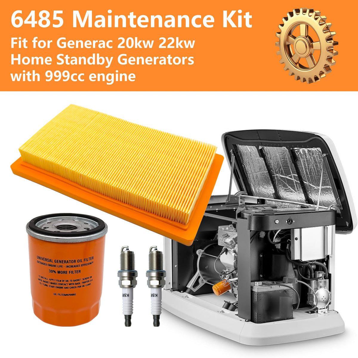 YGQ 6485 spark plug set supports reliable ignition for standby power.