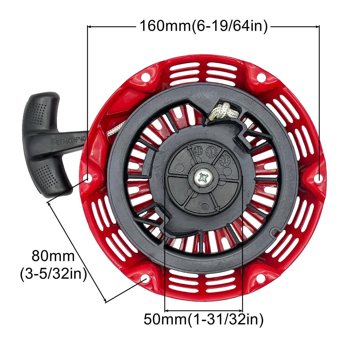 YGQ GX160 recoil rope close-up with braided 4.0mm cord