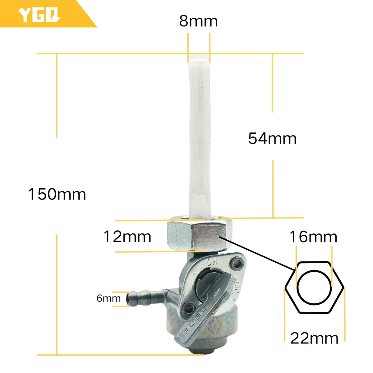 YGQ petcock with 30cm fuel line ready for quick installation