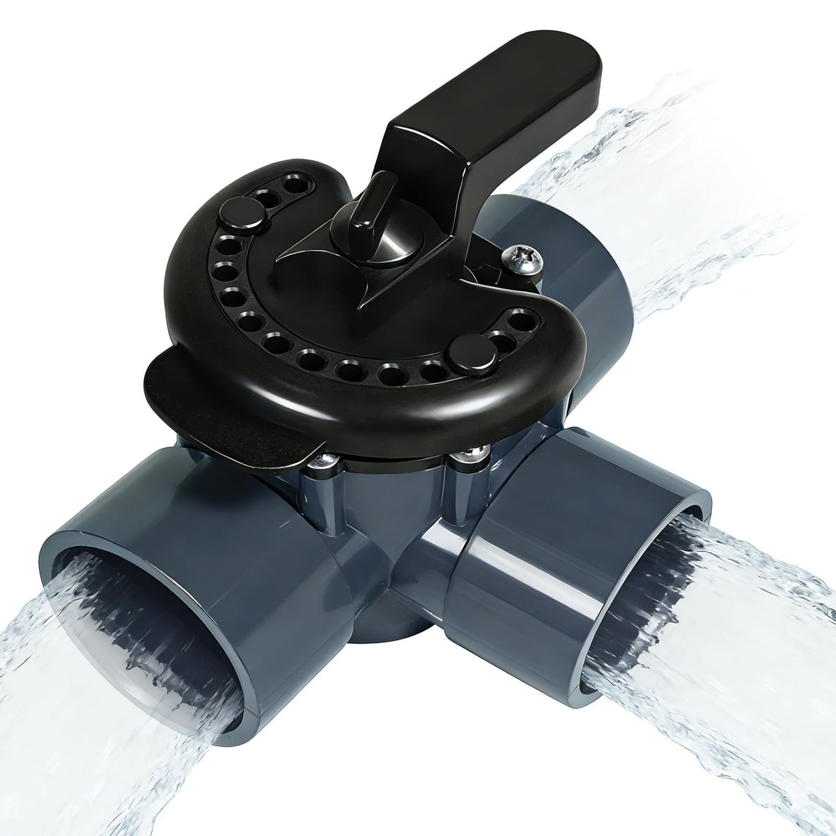 YGUAYINGC 263028 three-port diverter valve body in grey for precise water routing.