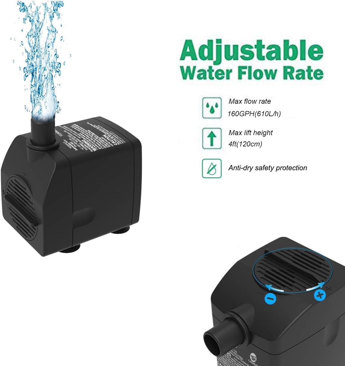 YH YUANHUA submersible pump side view highlighting slim profile for tight spaces