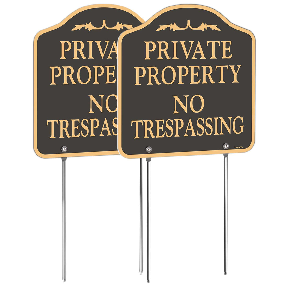 YHAIATTA large aluminum no trespassing sign 12x12 for durable outdoor visibility.
