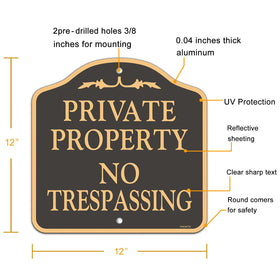 YHAIATTA no trespassing sign 12x12 black durable aluminum for outdoor use