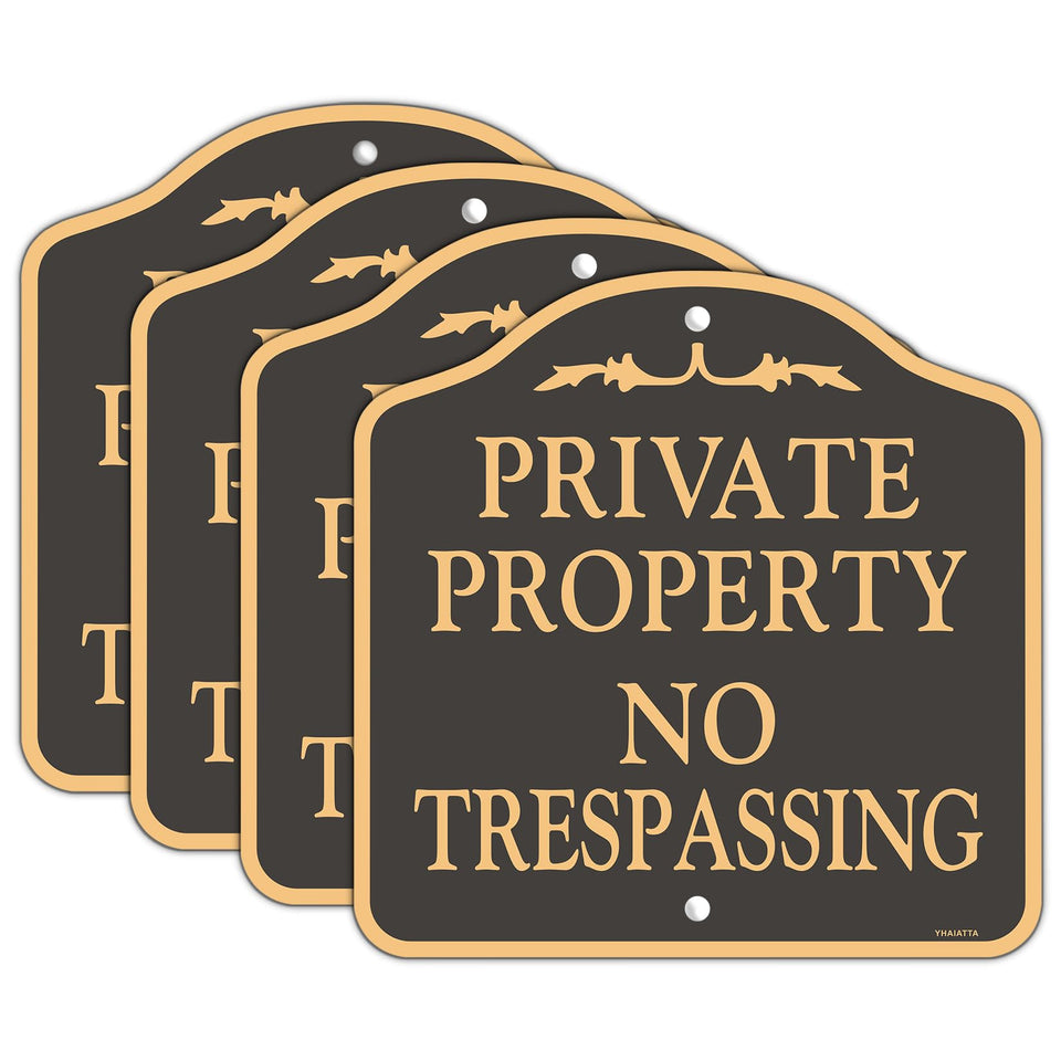 YHAIATTA no trespassing sign 12x12 black front view improves property clarity