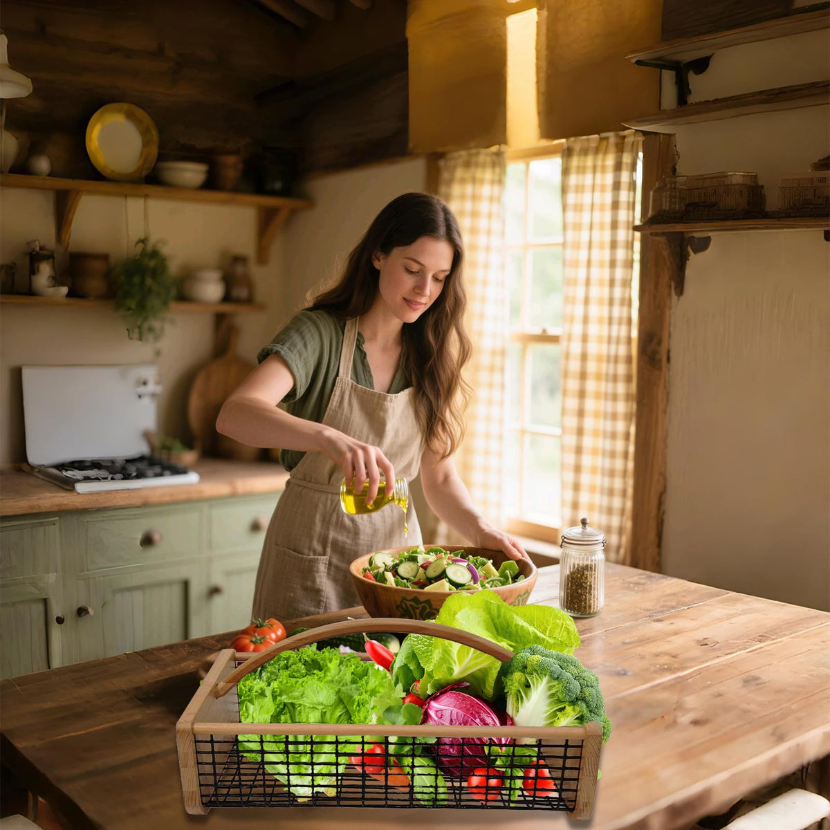 YHAOZE ergonomic wooden handle provides comfortable, secure carrying.