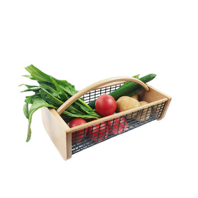 YHAOZE garden hod harvest basket with wooden frame for garden-to-kitchen use.