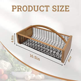 YHAOZE harvest basket with metal mesh for sturdy fruit and vegetable collection.