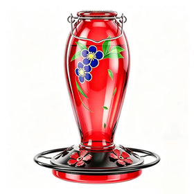 YHCHHZUI 24 oz hummingbird feeder with floral decals attracts nectar-loving birds.