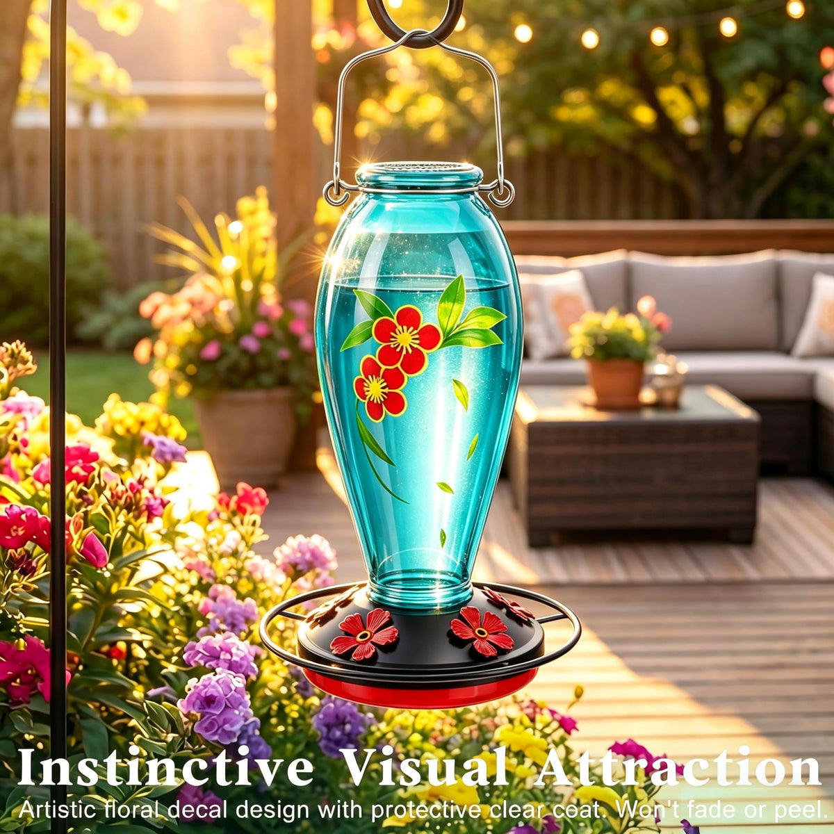YHCHHZUI heavy-duty 530g glass feeder with 5 ports stays sturdy against wind