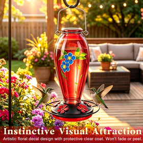 YHCHHZUI hummingbird feeder with heavy glass reservoir for durable outdoor use.