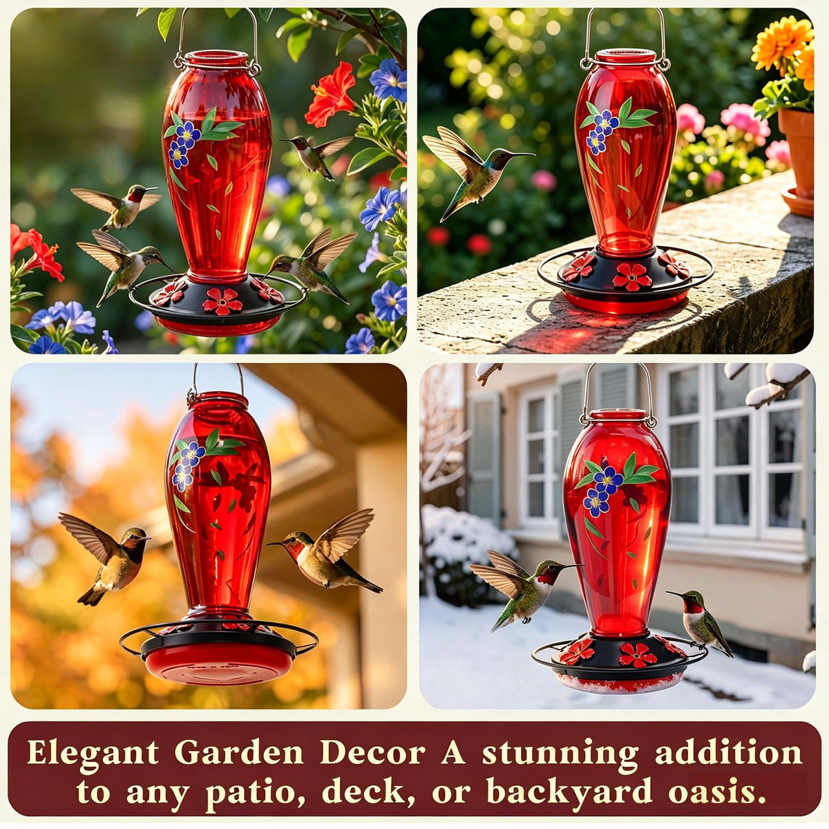 YHCHHZUI outdoor garden decor feeder in red enhances yard appeal.