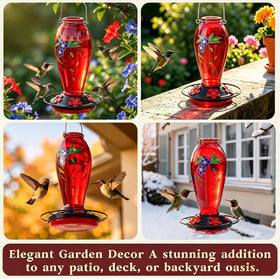 YHCHHZUI outdoor garden decor feeder in red enhances yard appeal.