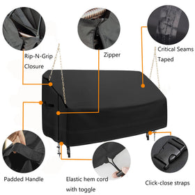 YHINGG porch swing cover in-use demonstrates full coverage and secure fit