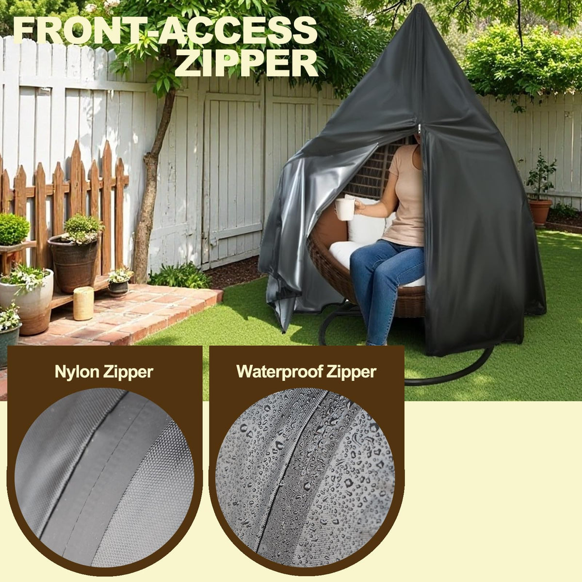 YHLOJIX egg chair cover fits 75x45 inch chairs with full-body coverage.