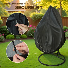 YHLOJIX egg chair cover double-stitched seams for enhanced durability outdoors.